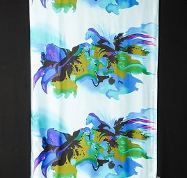 Efektní šála abstraktní květy pastel modrá