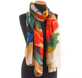 Efektní šála abstraktní květy pastel zelená