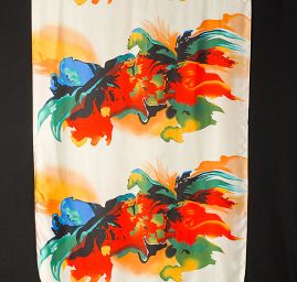 Efektní šála abstraktní květy pastel zelená