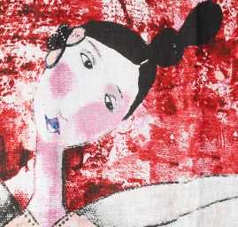 Velký šál viskoza mat postava vínově červená