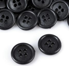 Knoflík plastový oblekový kulatý čtyřdírkový 24" černý