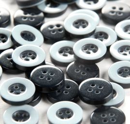 Knoflík plastový kulatý košilový šedomodrý 20"