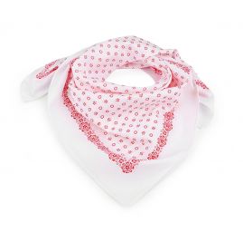 Bavlněný šátek malé květy 70×70 cm bílá/červená