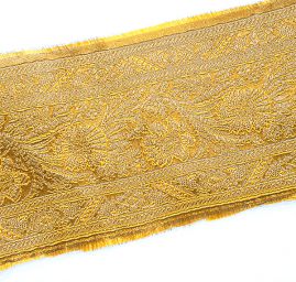 Orientální žakárová porta s kovovým vláknem zlatá 