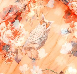 Šála tunel šifon sovičky pastel oranžová