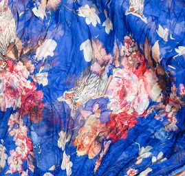 Šála tunel šifon sovičky královská modrá