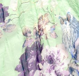 Šála tunel šifon sovičky trávově zelená