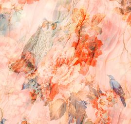 Šála tunel šifon sovičky pastel růžová