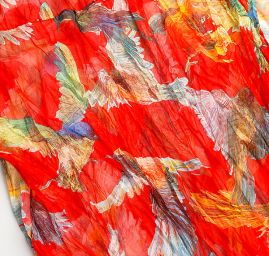 Šála tunel šifon ptáčci červená