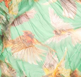 Šála tunel šifon ptáčci zelená