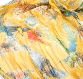 Šála tunel šifon ptáčci žlutá