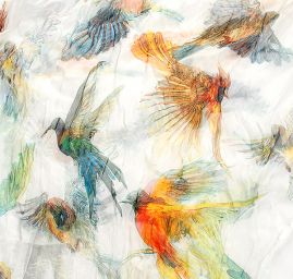 Šála tunel šifon ptáčci slonová kost