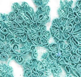 Krajková květinová aplikace tyrkysová