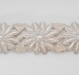 Porta lurex stříbrná vzor květy asteraceae