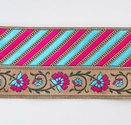 Porta vyšívaný taft vzor květy/šikmé pruhy