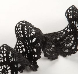 Krajka lem paličkovaná květy černá