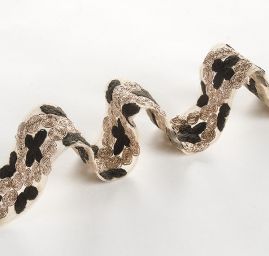 Stuha rexová výšivka na tylu černá/měděná