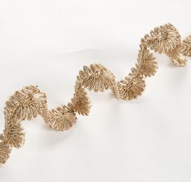 Stuha rexová výšivka na tylu vlnky zlatá