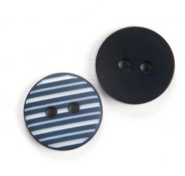 Knoflík plastový kulatý modrobílé proužky 30"