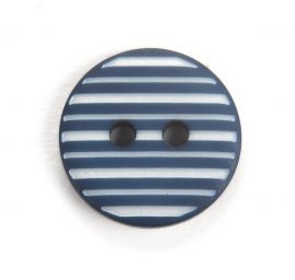 Knoflík plastový kulatý modrobílé proužky 30"