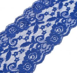 Pružná krajka vsadka lem květy modrá