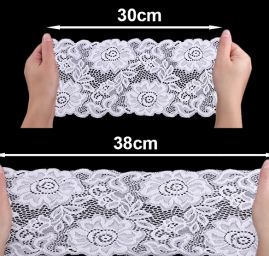 Pružná krajka vsadka lem velký květ smetanová