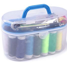 Šitíčko sada na šití v boxu velká růžová modrá