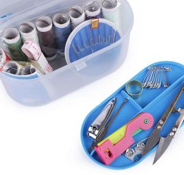 Šitíčko sada na šití v boxu velká růžová modrá