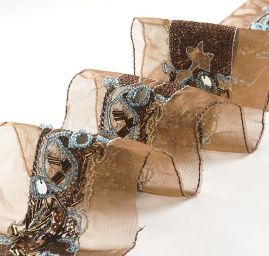 Organzová stuha výšivka doplněná flitry/rokajlem