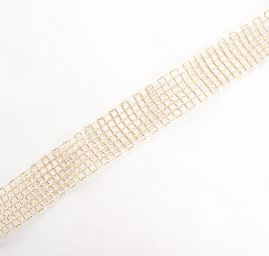 Stuha krajková kovová mřížka zlatá