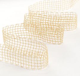 Stuha krajková kovová mřížka zlatá