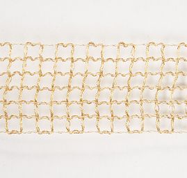Stuha krajková kovová mřížka zlatá