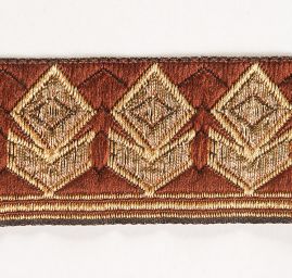 Stuha žakárová geometrický vzor hnědá