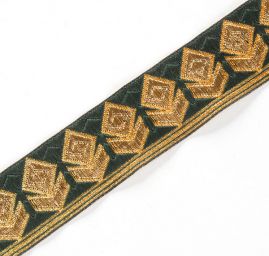 Stuha žakárová geometrický vzor tm.zelená