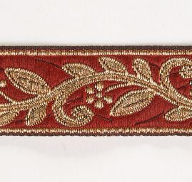 Stuha žakárová drobný květinový vzor vínová