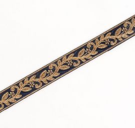 Stuha žakárová květinový vzor modrá