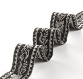 Stuha žakárová černá stříbrná