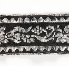 Stuha žakárová černá stříbrná