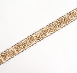 Stuha žakárová květinový vzor smetanová