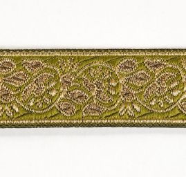 Stuha žakárová jemný květinový vzor zelená