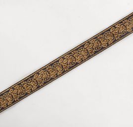 Stuha žakárová jemná květinový vzor modročerná