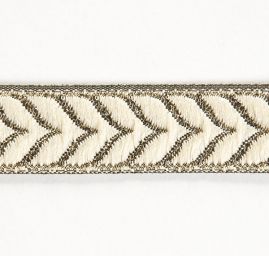Stuha žakárová oboustranná smetanovozlatá