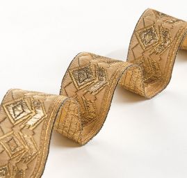 Stuha žakárová geometrický vzor sv.hnědá