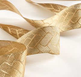 Stuha žakárová s geometrickým vzorem zlatá