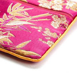 Elegantní brokátová taštička květy fuchsiová