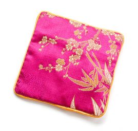 Elegantní brokátová taštička květy fuchsiová