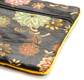 Elegantní brokátová taštička květy černá