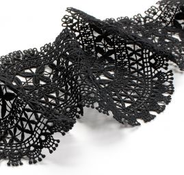 Krajka hrubá lem oboustranná květinový vzor v černé