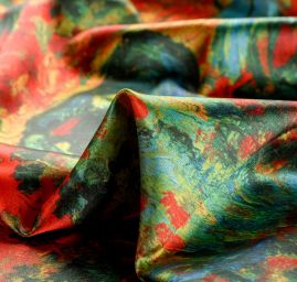 Šála satén malba sběrači/květy