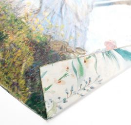 Šála satén malba Dáma s deštníkem/květy